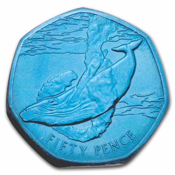 2022 S. Georgia & Sandwich Islands Titanium 50 Pence Blue Whale 2022 S. Georgia & Sandwich Islands Titanium 50 Pence Blue Whale