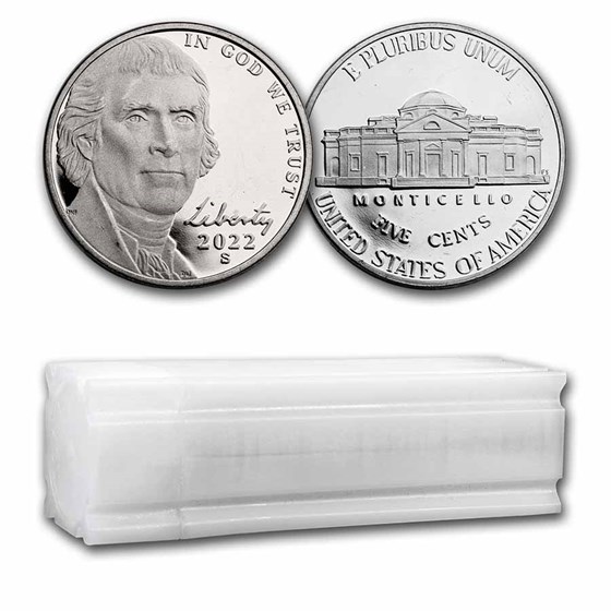 2022-S Jefferson Nickel 40-Coin Roll Proof 2022-S Jefferson Nickel 40-Coin Roll Proof