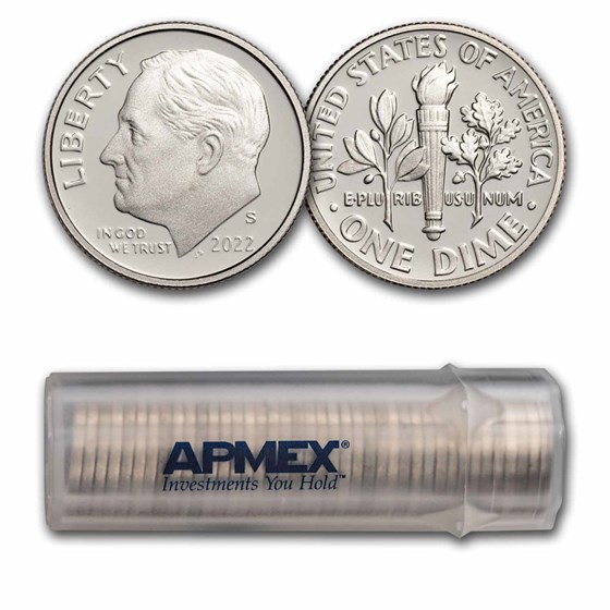 2022-S Roosevelt Dime 50-Coin Roll Proof 2022-S Roosevelt Dime 50-Coin Roll Proof