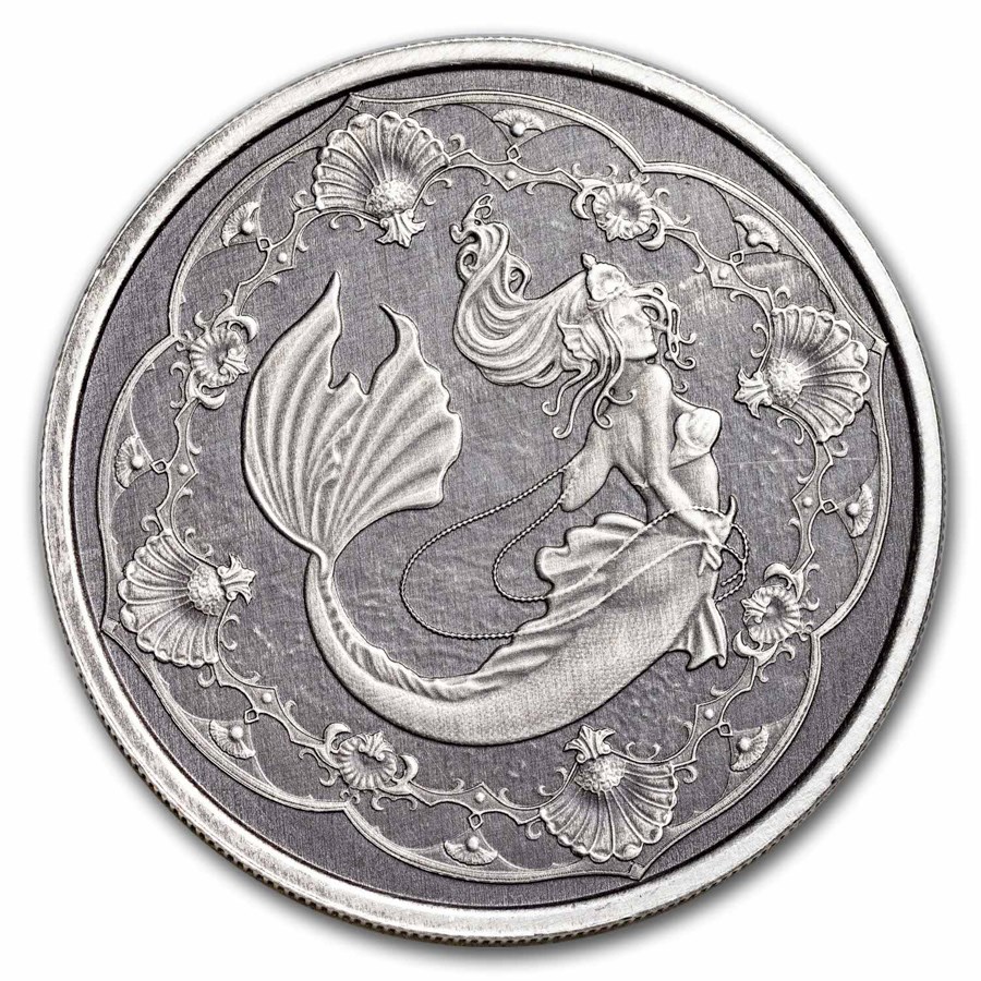 2022 Samoa 1 oz Ag 2 Tala Mermaid Princess of the Seas (Antique)