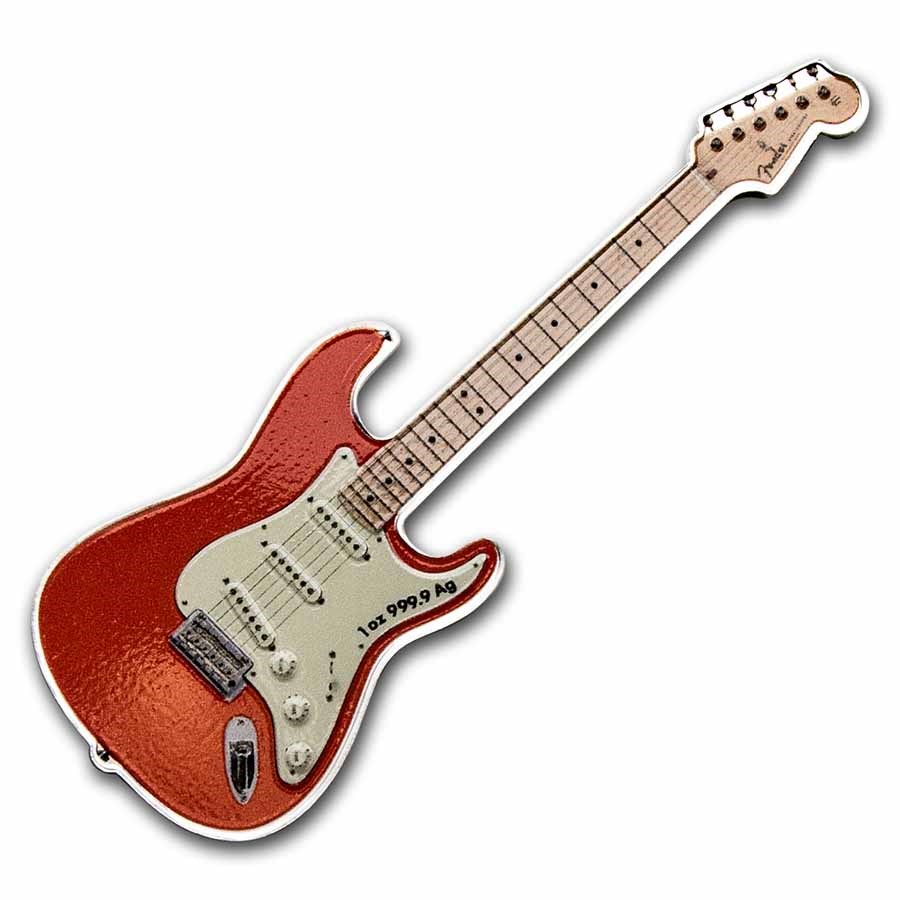 2022 SI 1 oz Proof Silver Fender®Fiesta Red Stratocaster