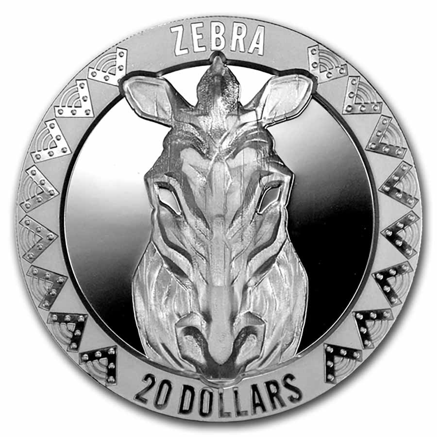 2022 Sierra Leone 2 oz Silver £20 High Relief Wild Five: Zebra