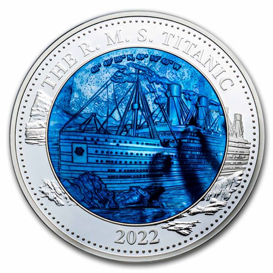 2022 Solomon Is. 5 oz Silver Mother of Pearl:Titanic-No Outer Box 2022 Solomon Is. 5 oz Silver Mother of Pearl:Titanic-No Outer Box