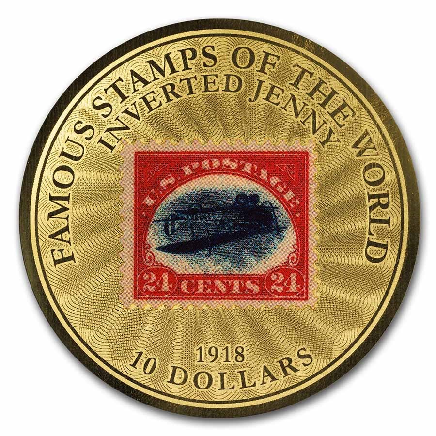 2022 Solomon Islands 1/100 oz Gold Inverted Jenny Stamp Coin