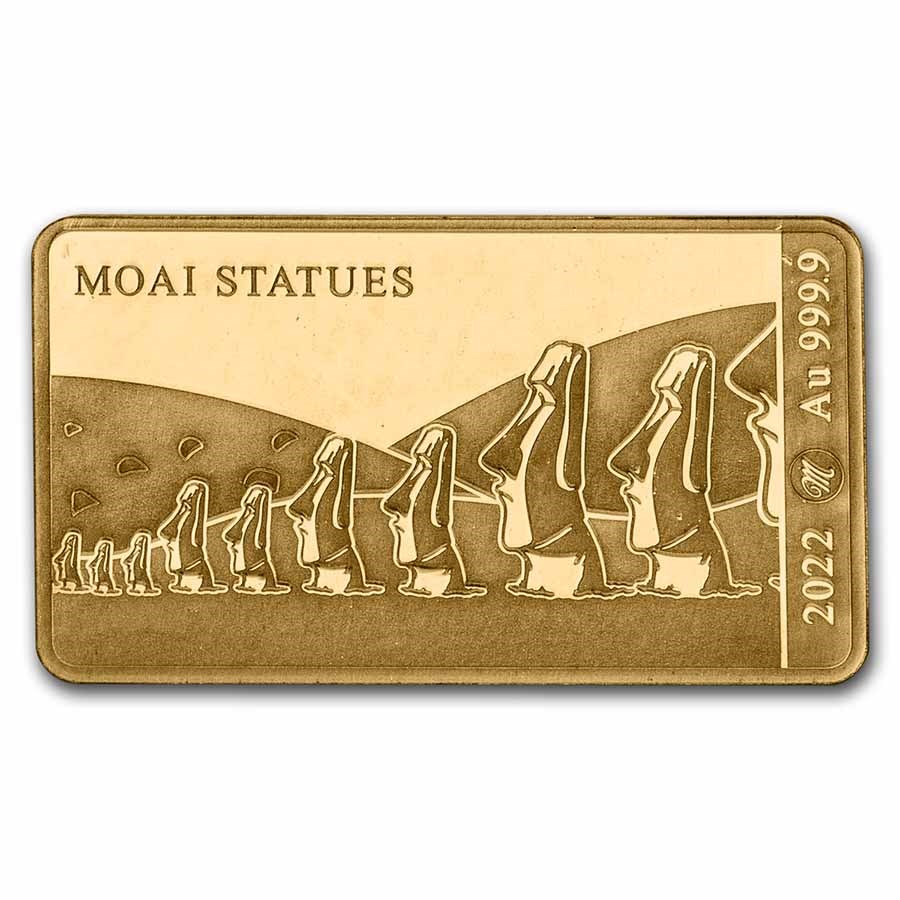 2022 Solomon Islands 1/100 oz Gold Moai Statues