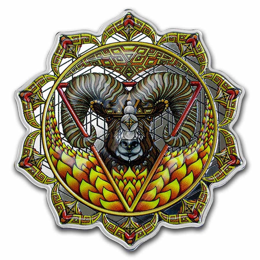 2022 Solomon Islands 2 oz Silver $5 Ram of the 3rd Chakra Proof