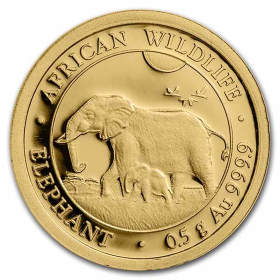 2022 Somalia 1/2 Gram Gold African Elephant BU