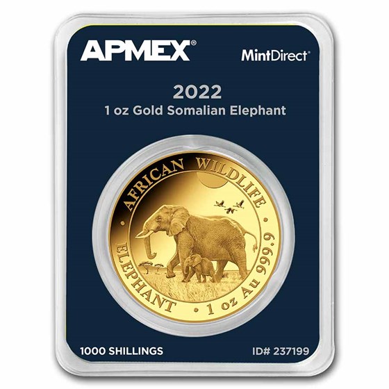 2022 Somalia 1 oz Gold African Elephant (MintDirect® Single)