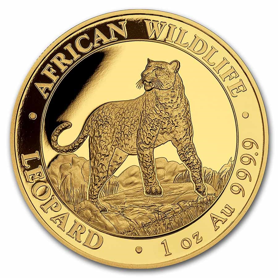 2022 Somalia 1 oz Gold African Wildlife Leopard BU