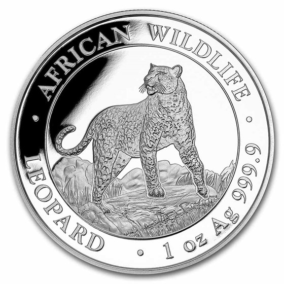 2022 Somalia 1 oz Silver African Wildlife Leopard BU