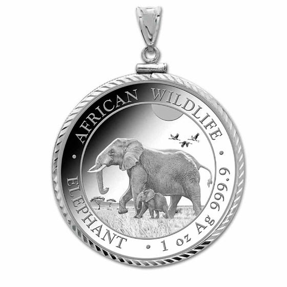 2022 Somalia 1 oz Silver Elephant Pendant (Diamond-Cut Screw-Top)