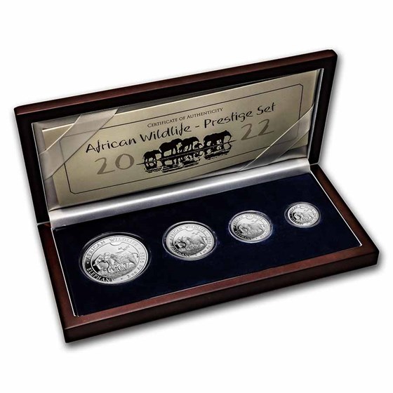 2022 Somalia 4-Coin Silver African Elephant Prestige Proof Set 2022 Somalia 4-Coin Silver African Elephant Prestige Proof Set