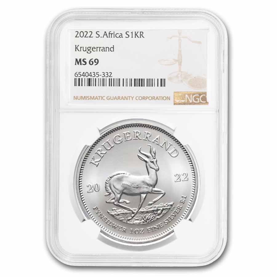 Buy 2022 South African 1 oz Silver Krugerrand MS-69 NGC | APMEX