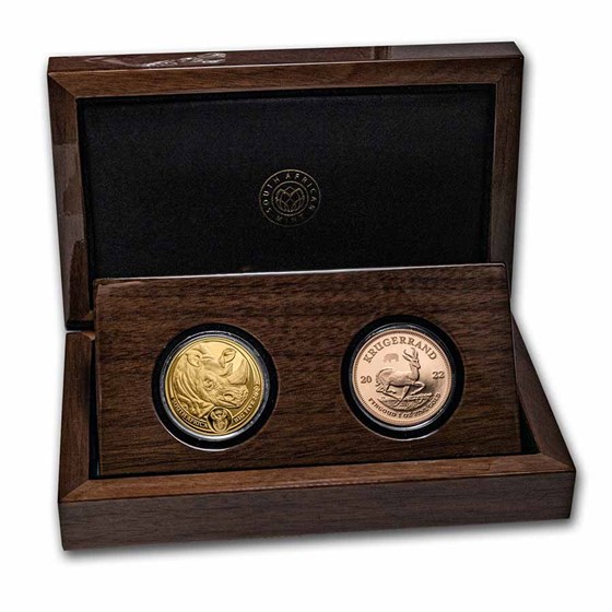 2022 South Africa 2-Coin Gold Krugerrand & Rhino Proof Set 2022 South Africa 2-Coin Gold Krugerrand & Rhino Proof Set