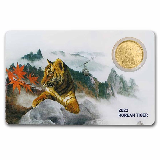 2022 South Korea 1/10 oz Gold Tiger BU (in Assay card)