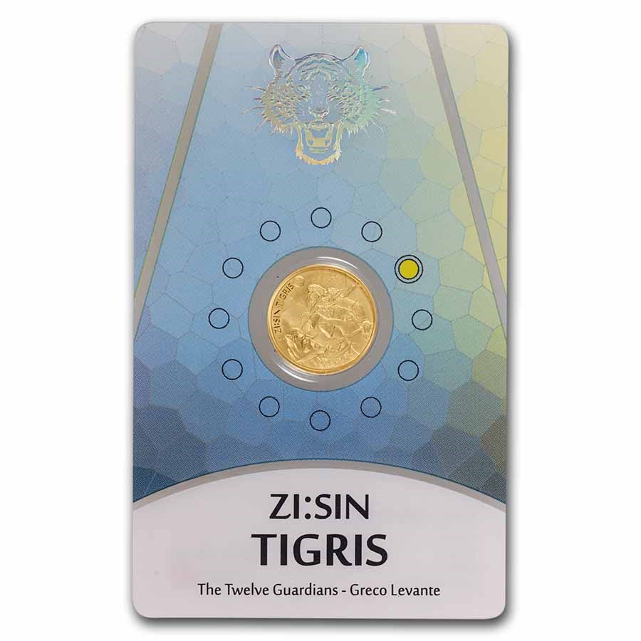 2022 South Korea 1/10 oz Gold ZI:SIN Tigris BU (in Assay Card)