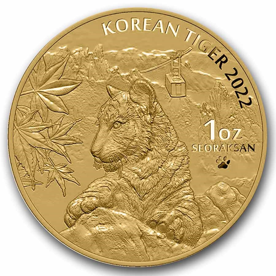 2022 South Korea 1 oz Gold Tiger BU (w/Box & COA)