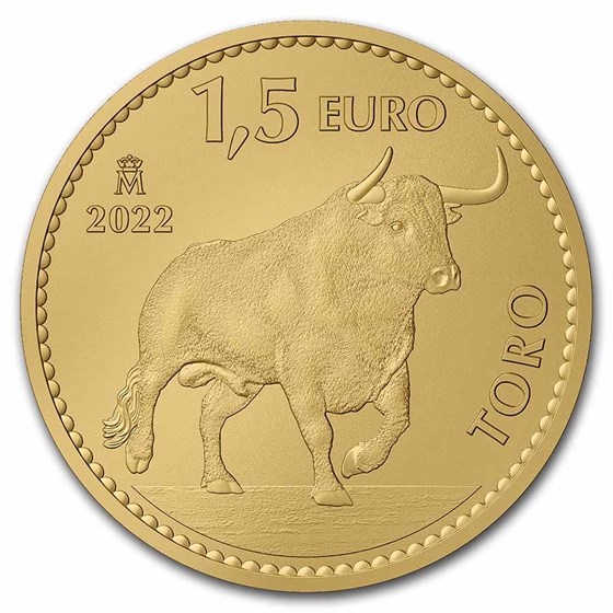 2022 Spain 1 oz Gold Reverse Proof Bull Doubloon