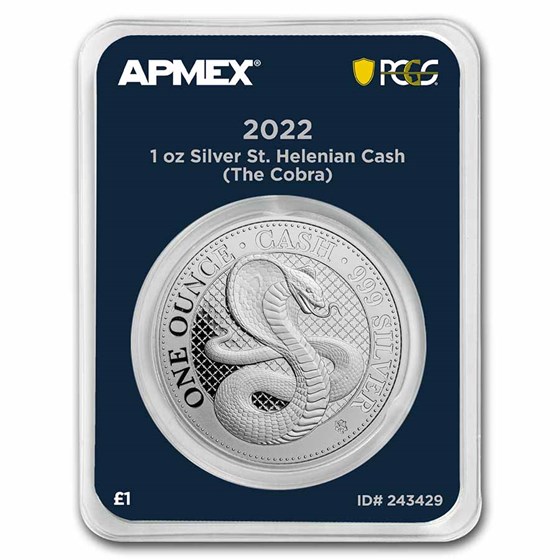 2022 St Helena 1 oz Ag £1 Cash: The Cobra (MD® Premier + PCGS FS) 2022 St Helena 1 oz Ag £1 Cash: The Cobra (MD® Premier + PCGS FS)