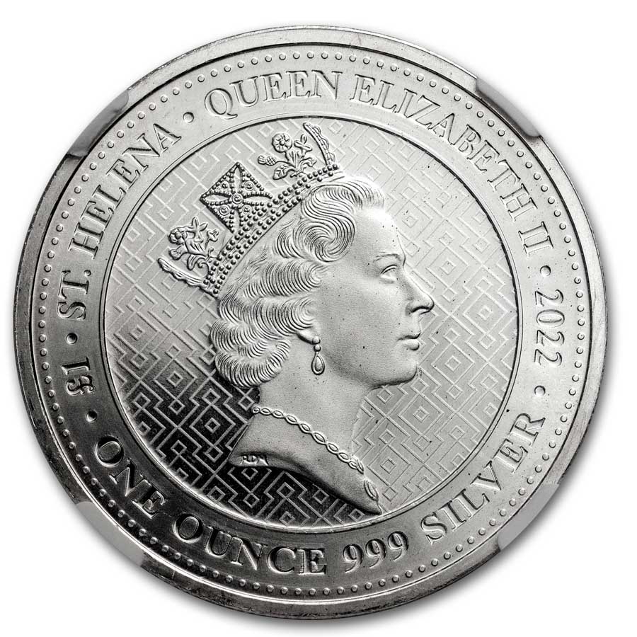 2022 St. Helena 1 oz Silver £1 Queen's Virtues Truth MS-69 NGC