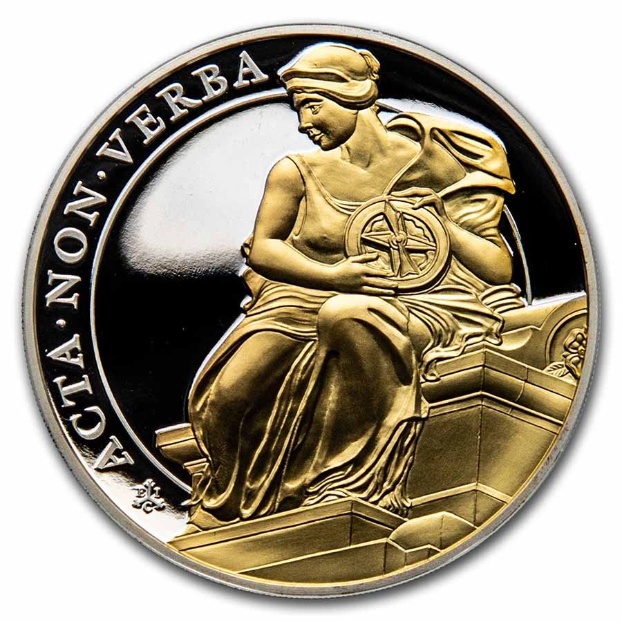 2022 St. Helena 1 oz Silver £1 Virtues Constancy Prf (Gilded)