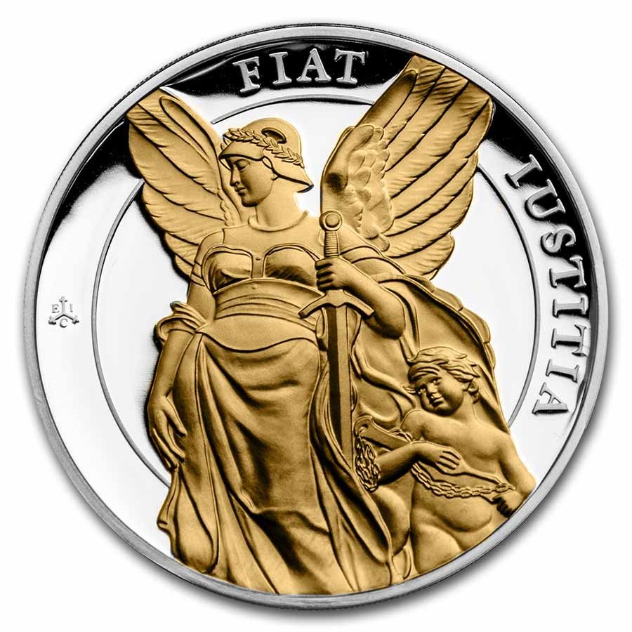 2022 St. Helena 1 oz Silver £1 Virtues Justice Prf (Gilded)