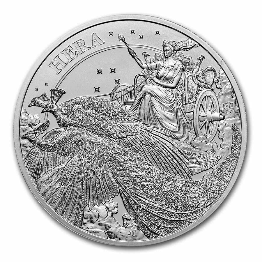 2022 St. Helena 1 oz Silver Goddesses: Hera and the Peacock BU