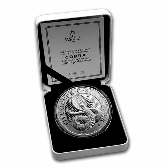 2022 St. Helena 5 oz Silver £5 Cash Series: Cobra (COA #10, Box)