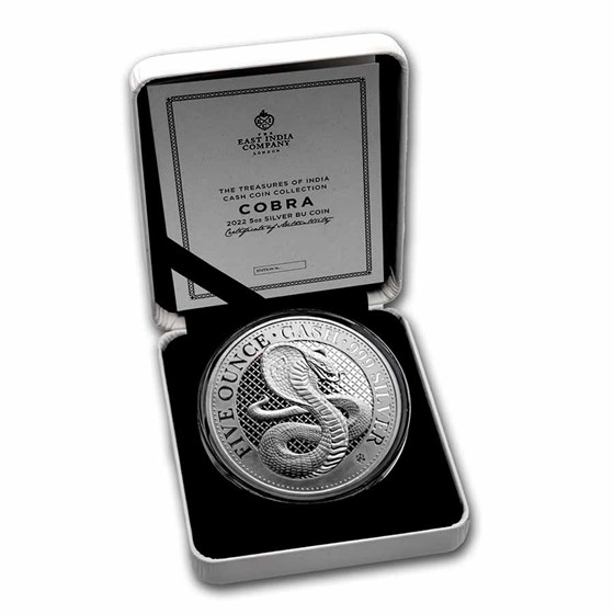 2022 St. Helena 5 oz Silver £5 Cash Series: Cobra (COA #4 w/ Box) 2022 St. Helena 5 oz Silver £5 Cash Series: Cobra (COA #4 w/ Box)