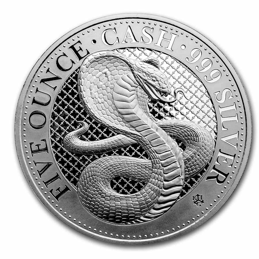 2022 St. Helena 5 oz Silver £5 Cash Series: Cobra (w/ Box & COA)