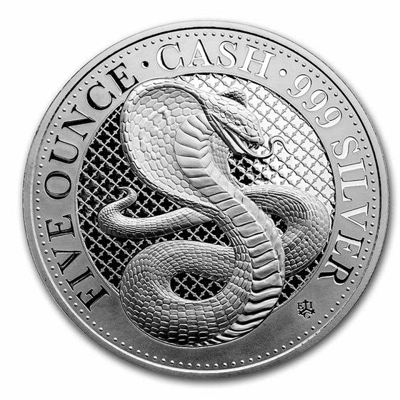 2022 St. Helena 5 oz Silver £5 Cash Series: Cobra (w/ Box & COA) 2022 St. Helena 5 oz Silver £5 Cash Series: Cobra (w/ Box & COA)