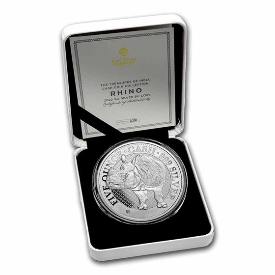 2022 St. Helena 5 oz Silver £5 Cash Series: Rhino (COA #3 w/ Box)