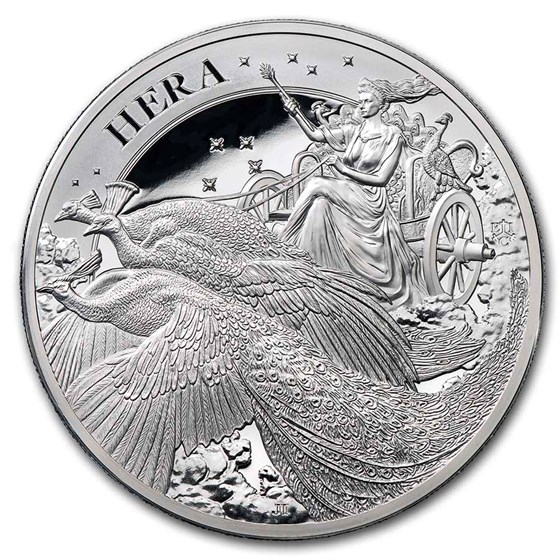 2022 St. Helena 5 oz Silver Goddesses: Hera and the Peacock Proof 2022 St. Helena 5 oz Silver Goddesses: Hera and the Peacock Proof