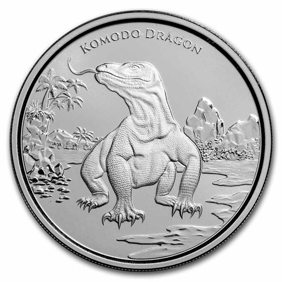 2022 Tokelau 1 oz Silver 2 Dollar Komodo Dragon BU