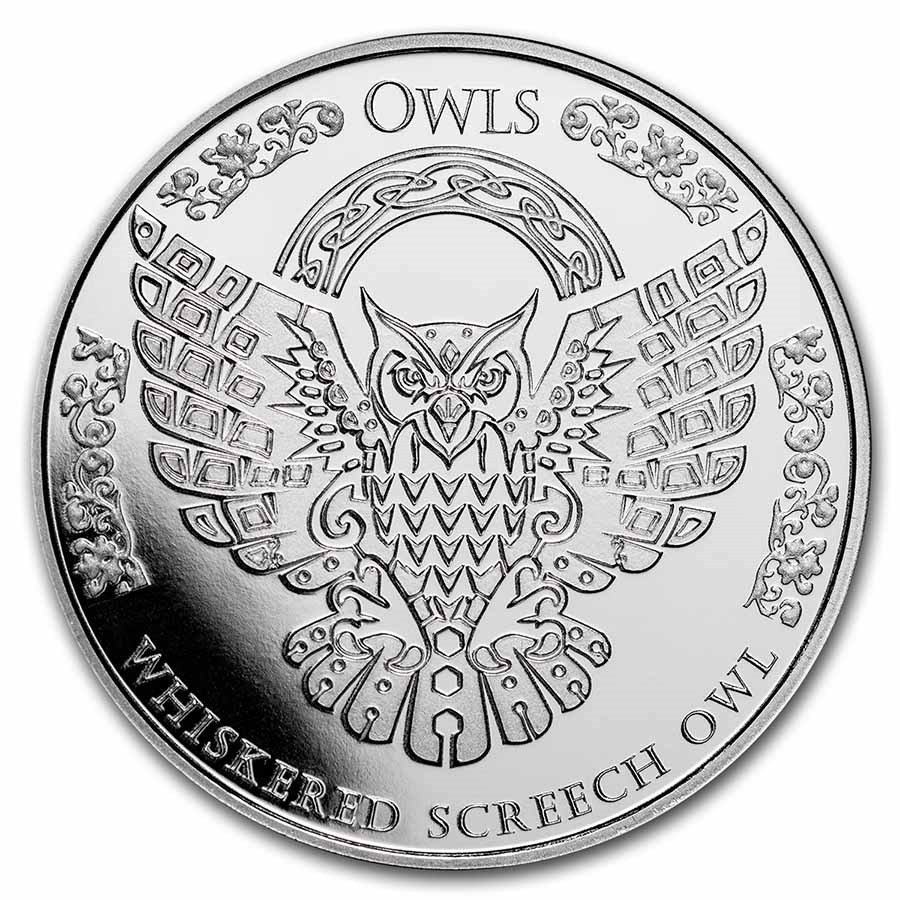 2022 Tokelau 1 oz Silver $5 Owls: Whiskered Screech Owl BU
