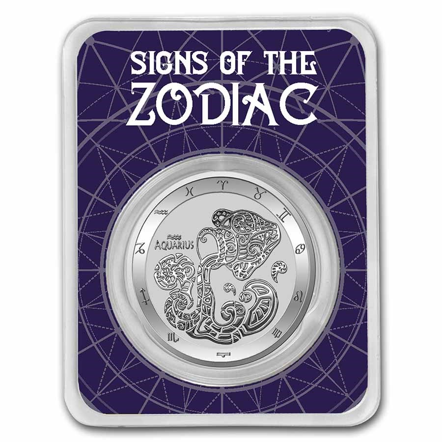 2022 Tokelau 1 oz Silver $5 Zodiac Series: Aquarius BU (TEP)