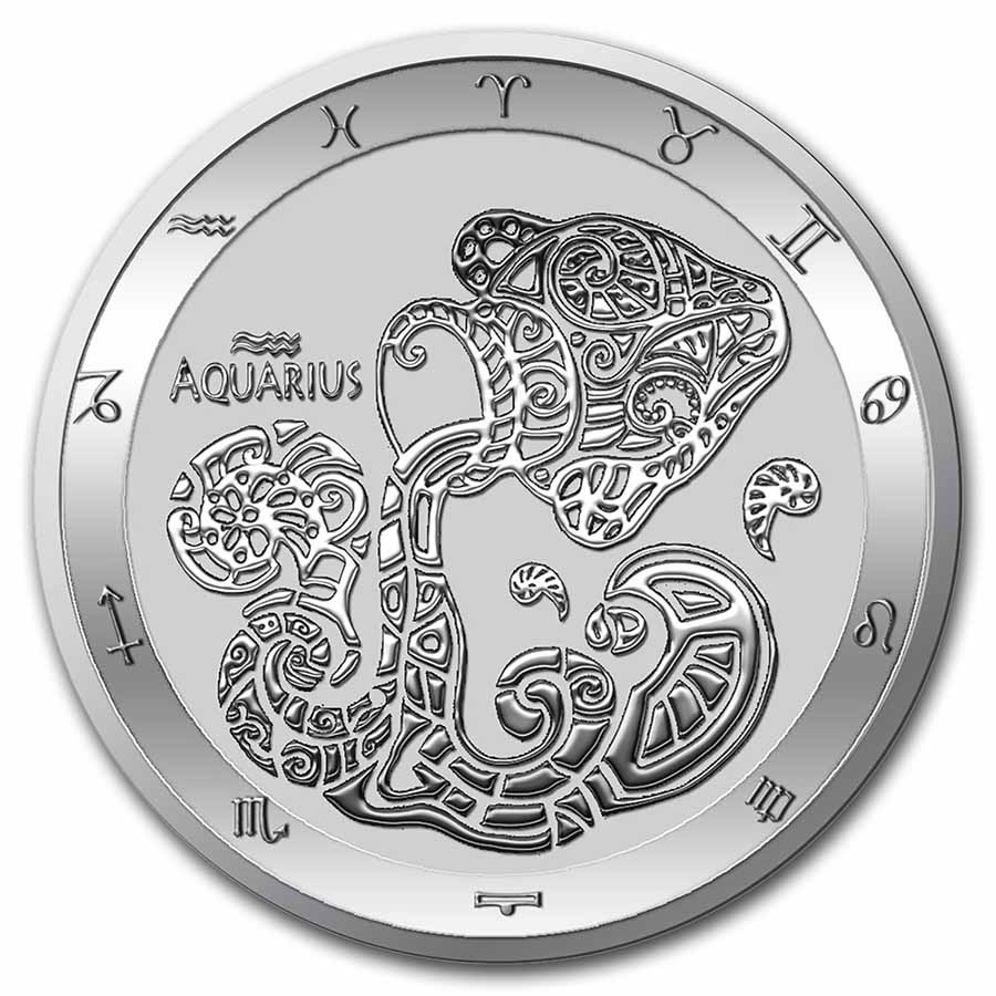 2022 Tokelau 1 oz Silver $5 Zodiac Series: Aquarius BU