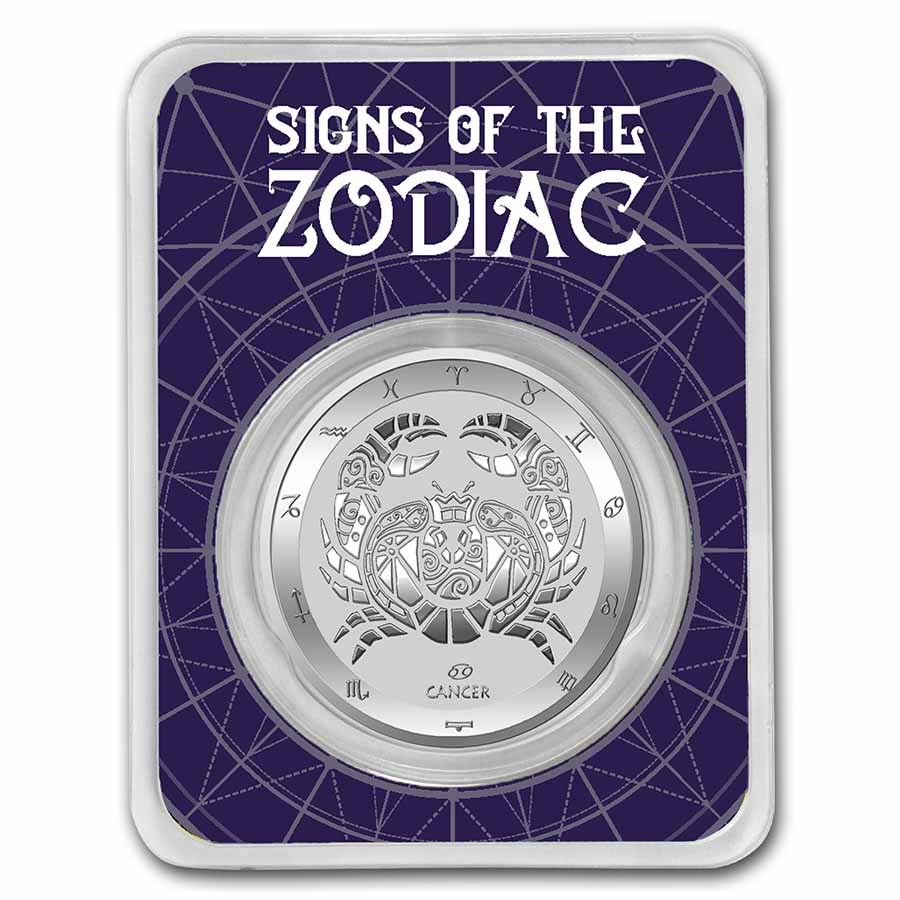 2022 Tokelau 1 oz Silver $5 Zodiac Series: Cancer BU (TEP)
