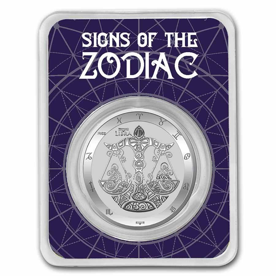 2022 Tokelau 1 oz Silver $5 Zodiac Series: Libra BU (TEP)