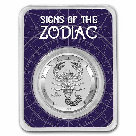 2022 Tokelau 1 oz Silver $5 Zodiac Series: Scorpio BU (TEP)