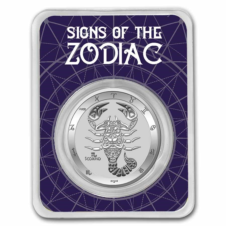 2022 Tokelau 1 oz Silver $5 Zodiac Series: Scorpio BU (TEP)