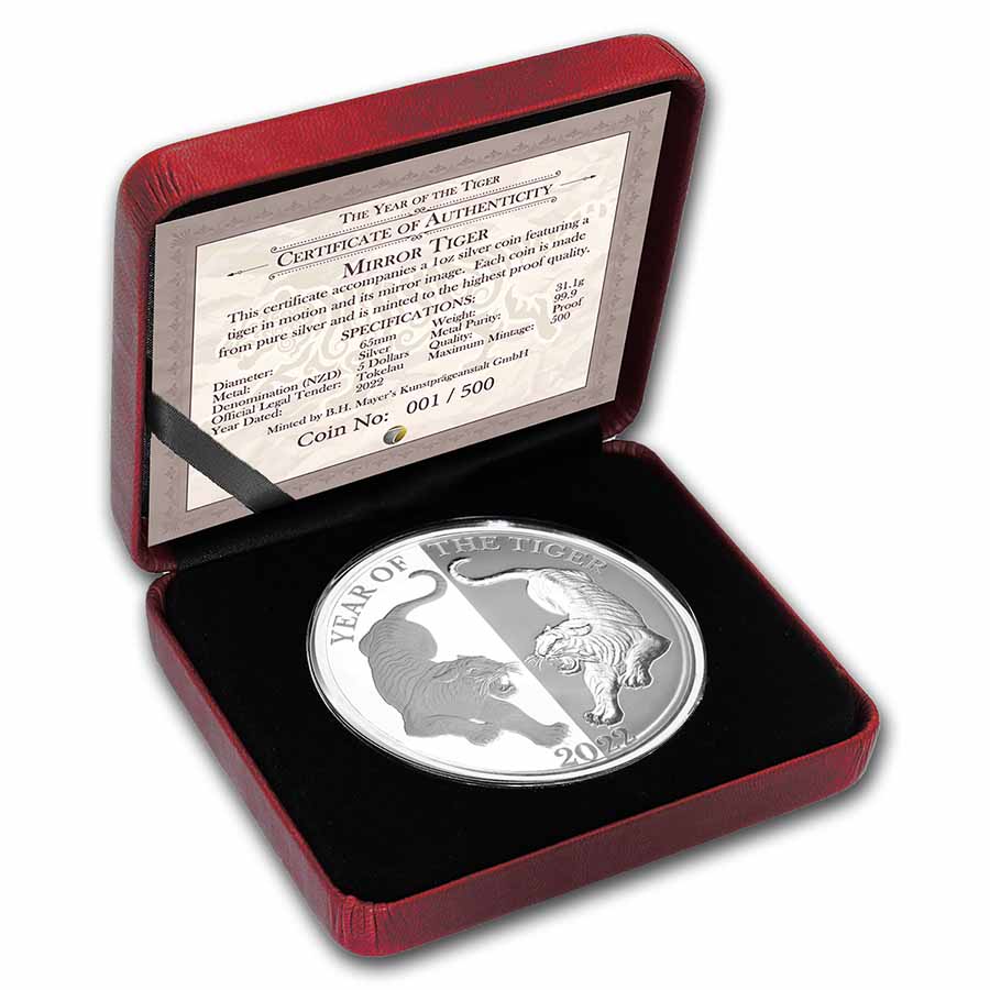 Buy 2022 Tokelau 1 oz Silver Proof Year of the Tiger Mirror Tiger