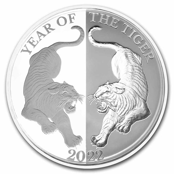 2022 Tokelau 1 oz Silver Proof Year of the Tiger Mirror Tiger 2022 Tokelau 1 oz Silver Proof Year of the Tiger Mirror Tiger