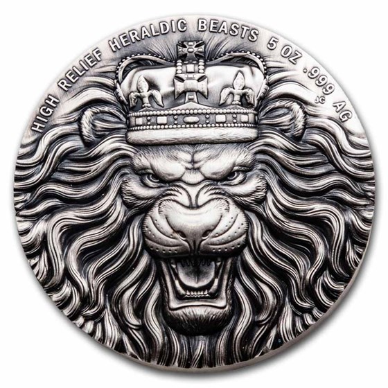 2022 Tristan Da Cunha 5 oz Silver Heraldic Beasts: Lion 2022 Tristan Da Cunha 5 oz Silver Heraldic Beasts: Lion