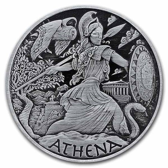 2022 Tuvalu 1 oz Silver Antiqued Gods of Olympus (Athena) 2022 Tuvalu 1 oz Silver Antiqued Gods of Olympus (Athena)