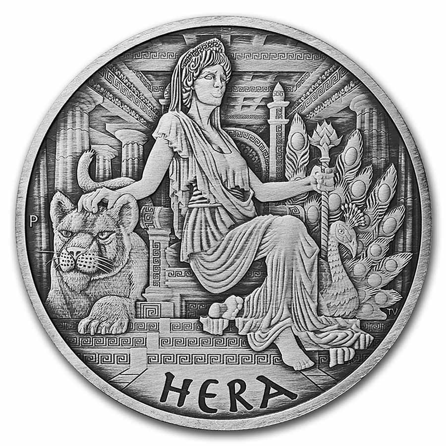 2022 Tuvalu 1 oz Silver Antiqued Gods of Olympus (Hera)