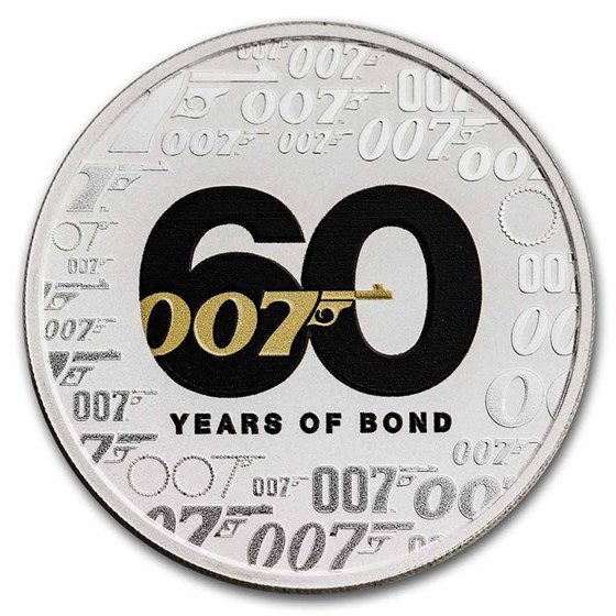 2022 Tuvalu 1 oz Silver James Bond 007 Colorized BU