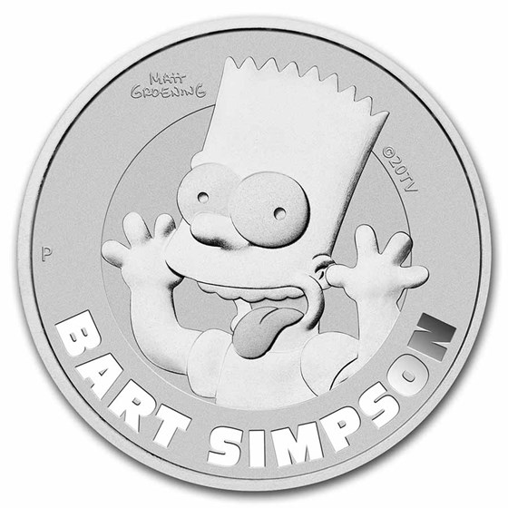 2022 Tuvalu 1 oz Silver The Simpsons: Bart Simpson BU