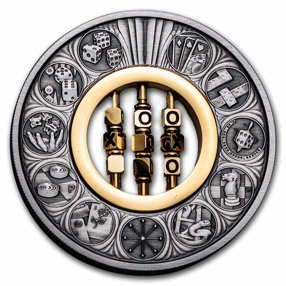 2022 Tuvalu 2 oz Silver Games Through the Ages Antiqued 2022 Tuvalu 2 oz Silver Games Through the Ages Antiqued