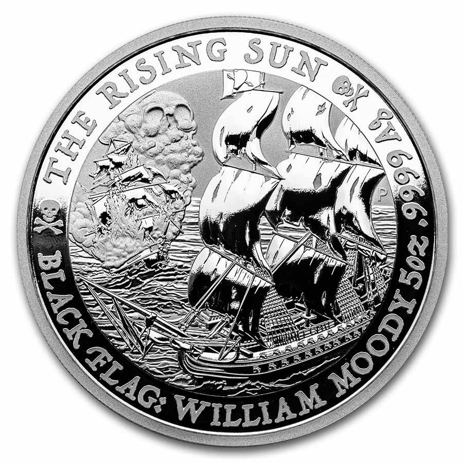 2022 Tuvalu 5 oz Silver Black Flag (The Rising Sun)